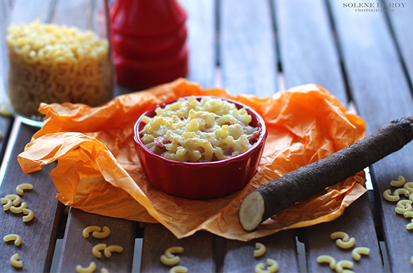 Gegratineerde kleine pasta met « Koken voor baby